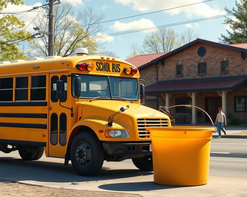 bucket, school bus